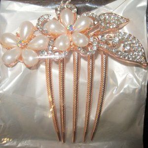 Hair Comb Stick Design with Faux Pearl & Rhinestones BridalFormal